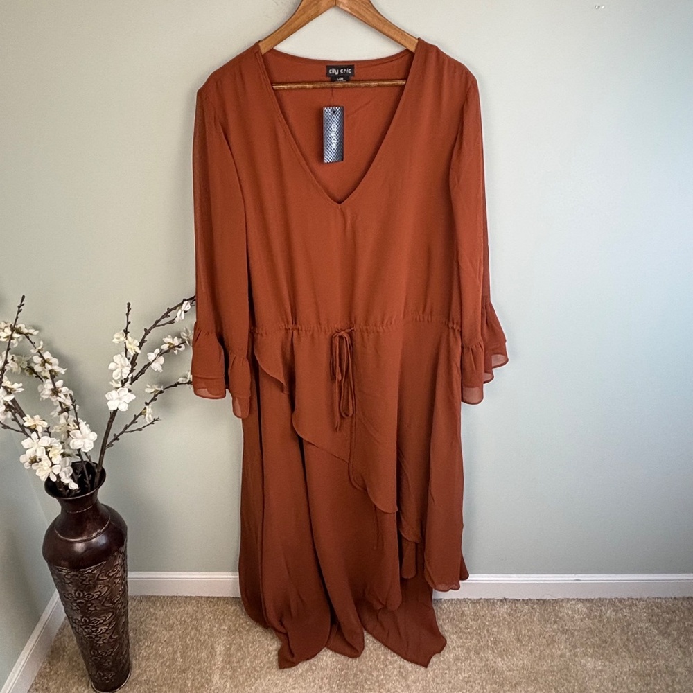 City Chic Ruffle Maxi Dress NWT Size 20 - Picture 3 of 5
